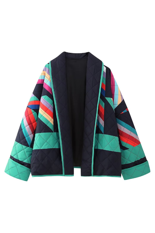 Dafne® | Fashion Printed Patchwork Cotton Cardigan Jacket