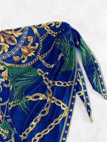 Diana® | Elegant Sleeveless Swimwear With A Blue Pattern