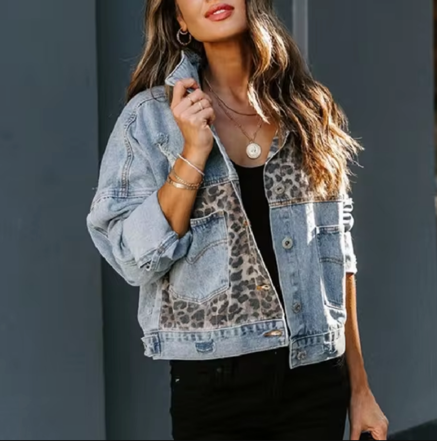 Dulce® | Denim jacket with leopard patch