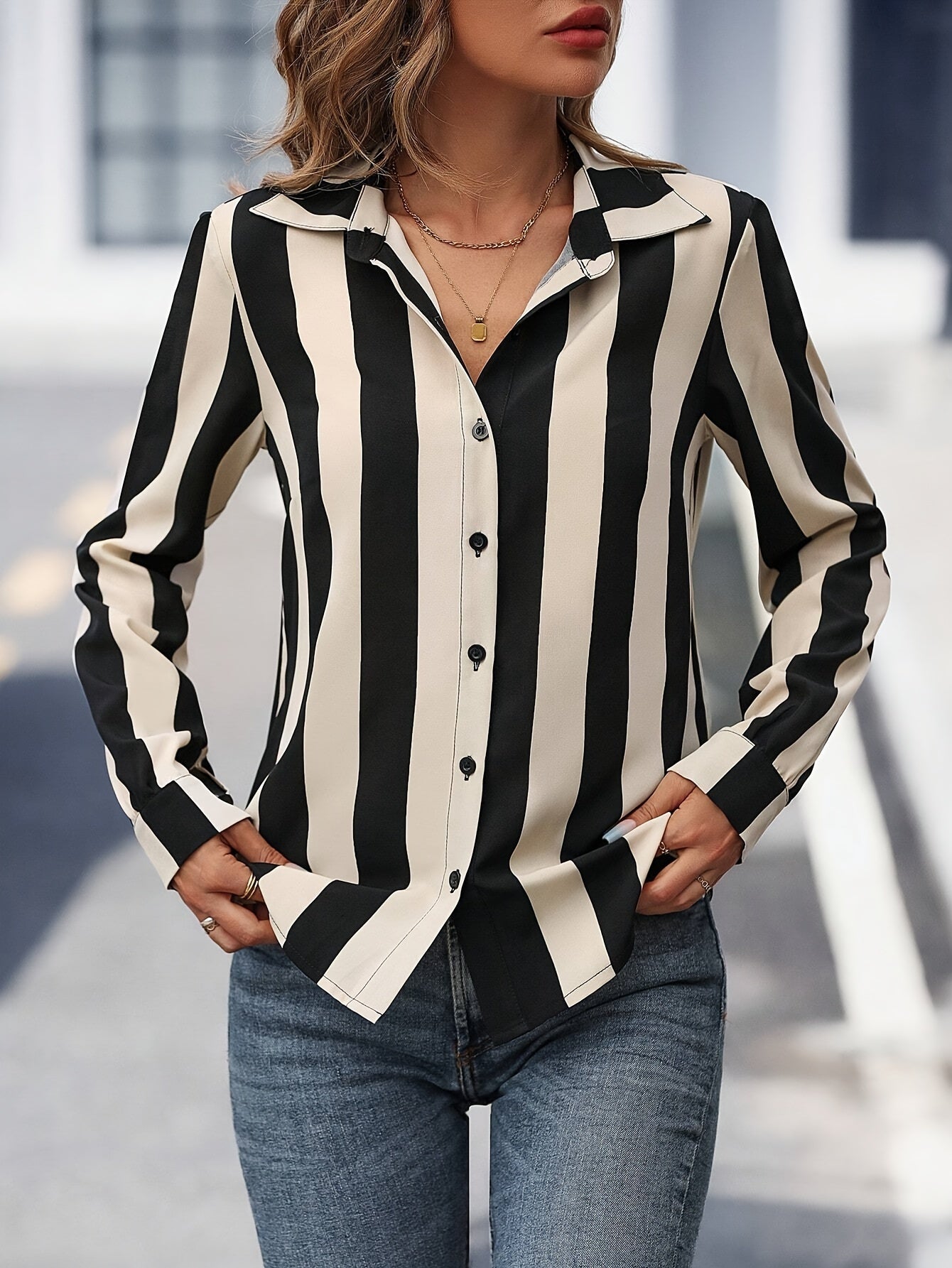 Breigh® | Casual Striped V-Neck Blouse