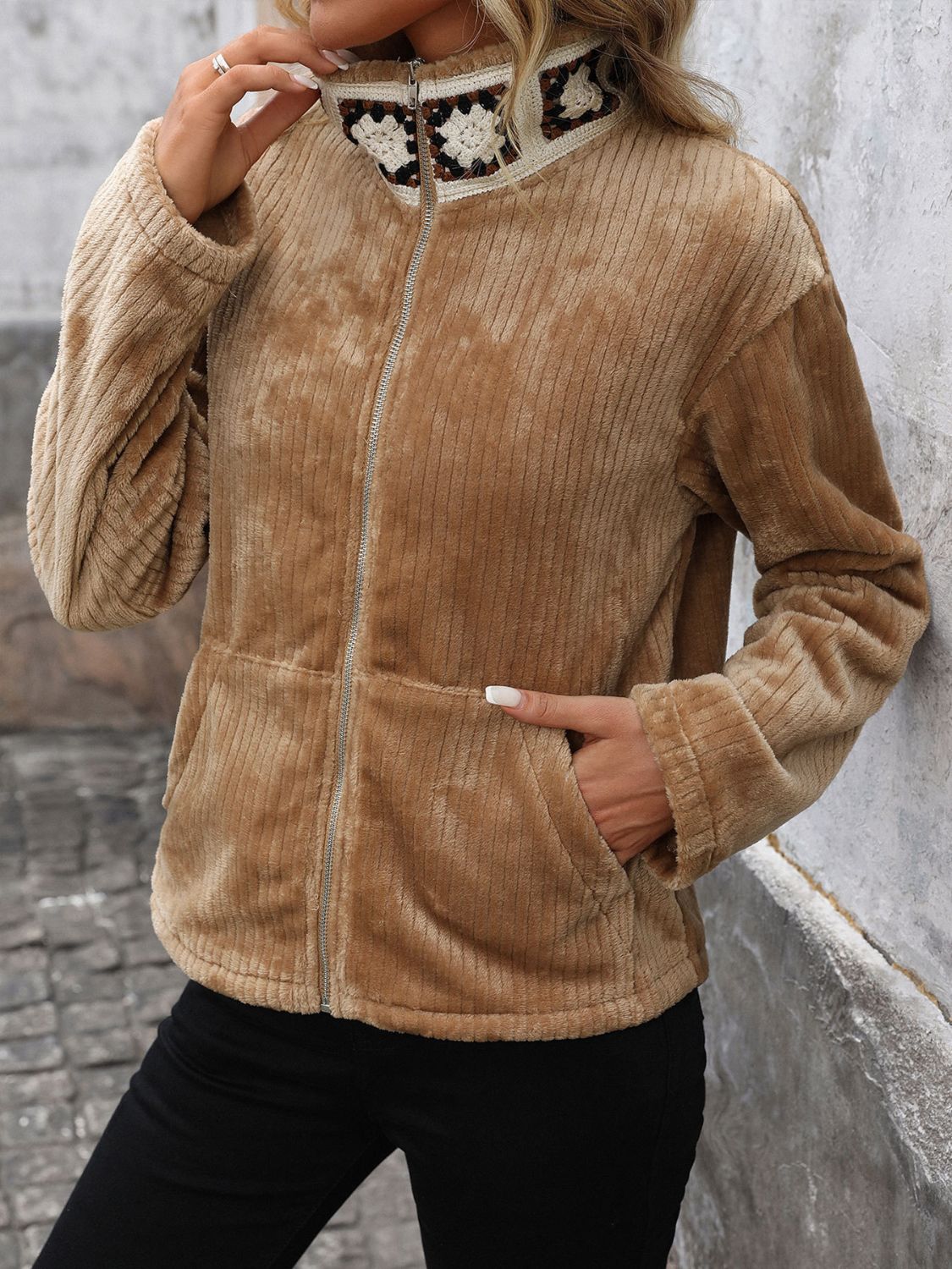 Claudette® | Perfee long sleeve jacket with zip and collar collar