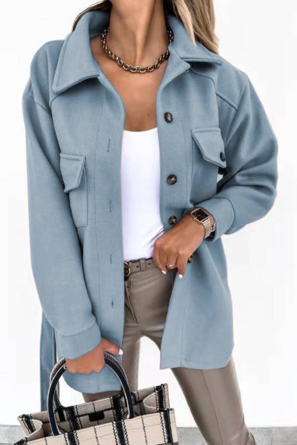 Aurora® | Solid color shirt and loose woolen coat