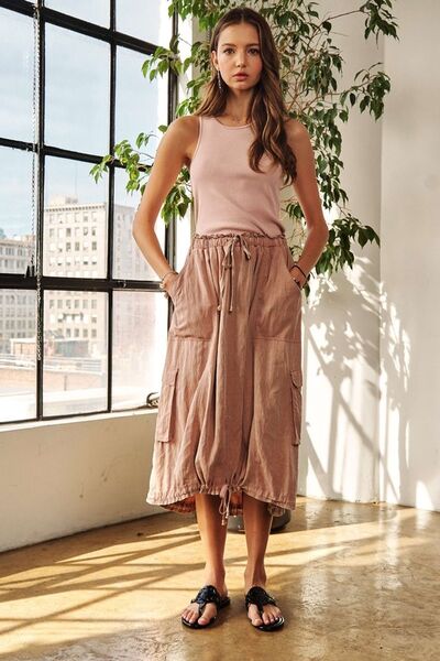 Elisa® | Sleeveless washed dress with drawstring