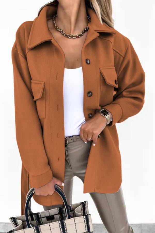Aurora® | Solid color shirt and loose woolen coat