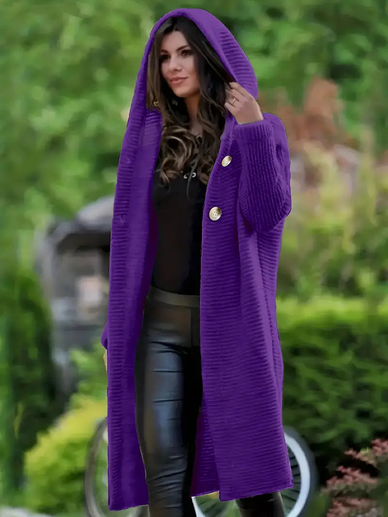 Cristina® | Long knitted cardigan with hood