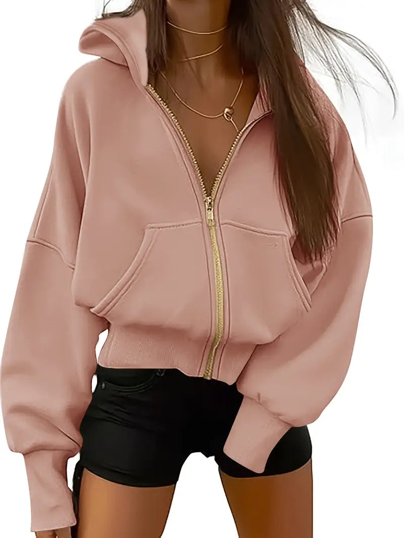 Carmela® | Short zip-up cotton hoodie