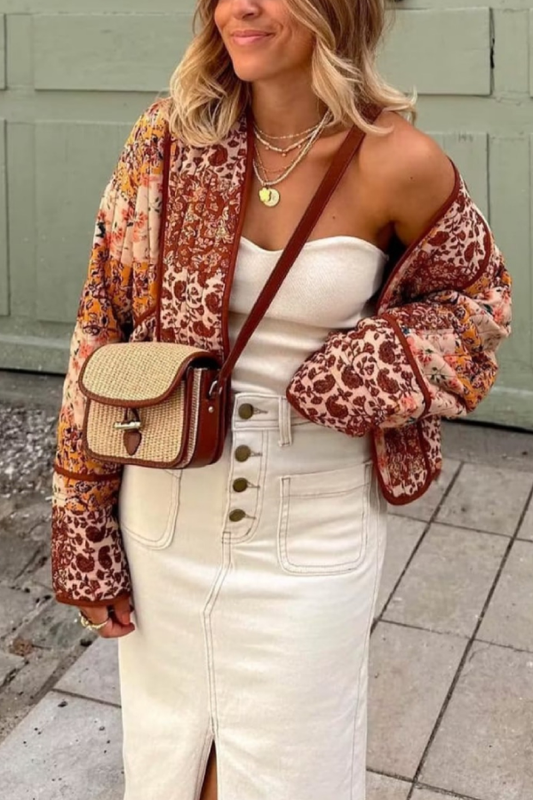 Eliana® | Loose Casual Short Cardigan Quilted Cotton Jacket