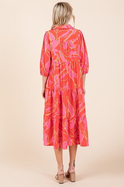 Alma® | Tiered printed collared midi dress