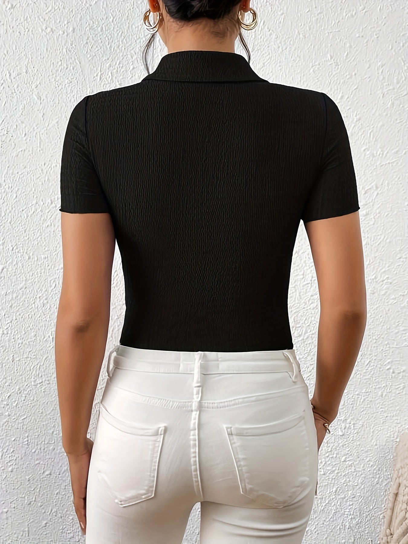 Brunty® | Black Blouse With Heart-Shaped Buttons For Women