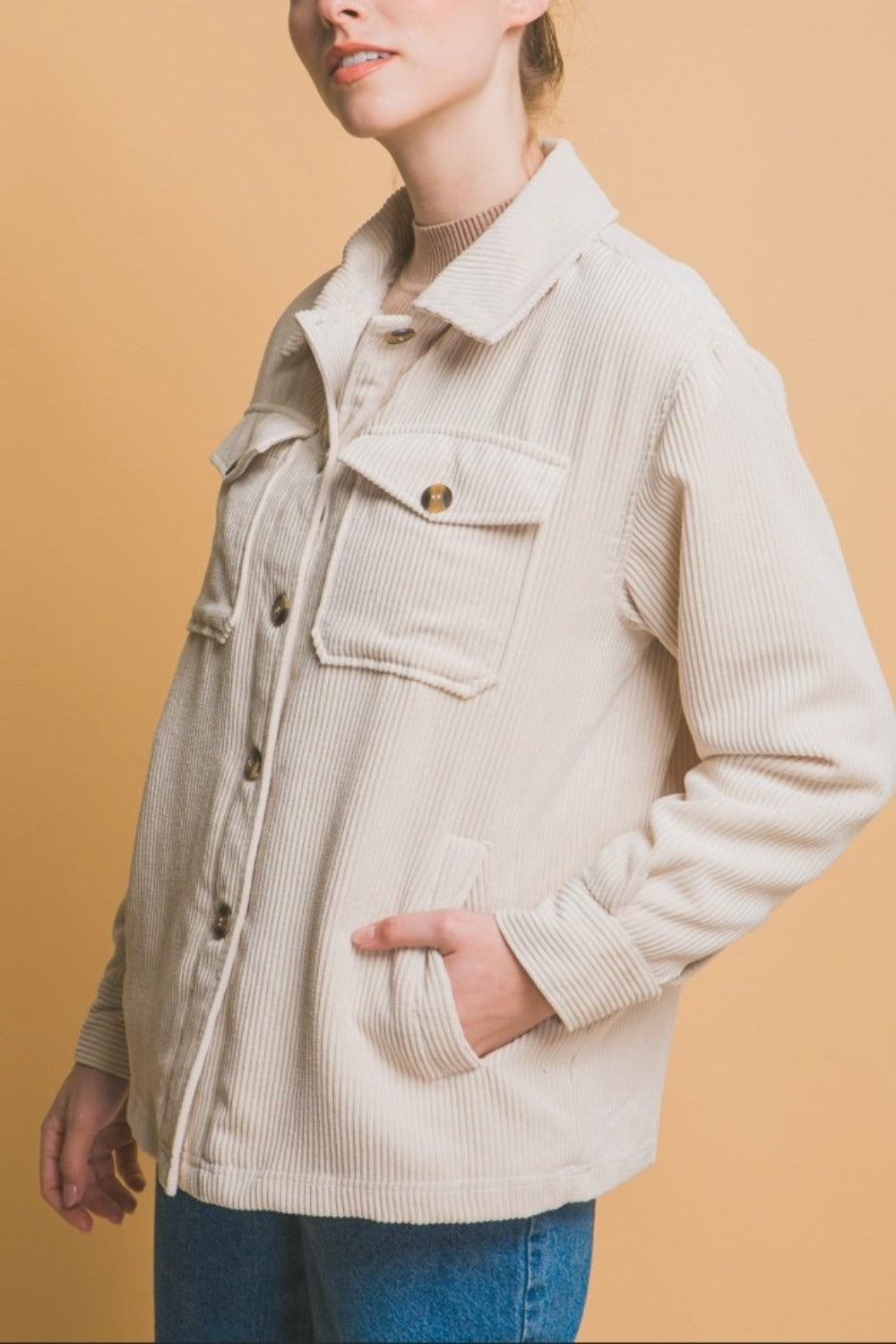 Beatriz® | Love Tree corduroy jacket with buttons and Sherpa interior