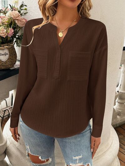 Carina® | Long sleeve blouse with pockets and notches