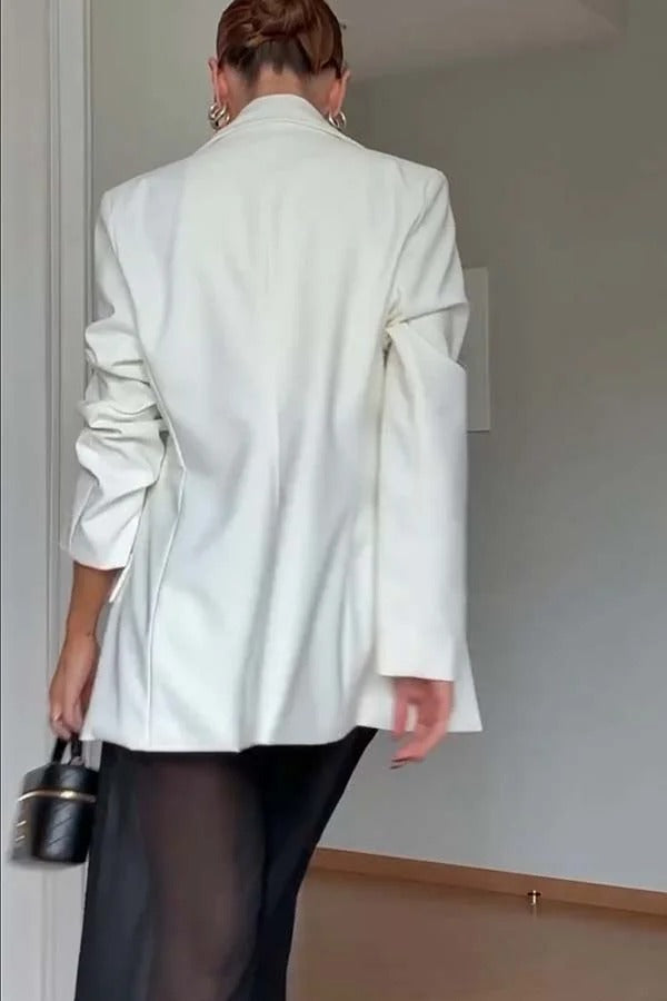 Elda® | Autumn Avenue Double-breasted Long Sleeve Lapel Loose Blazer