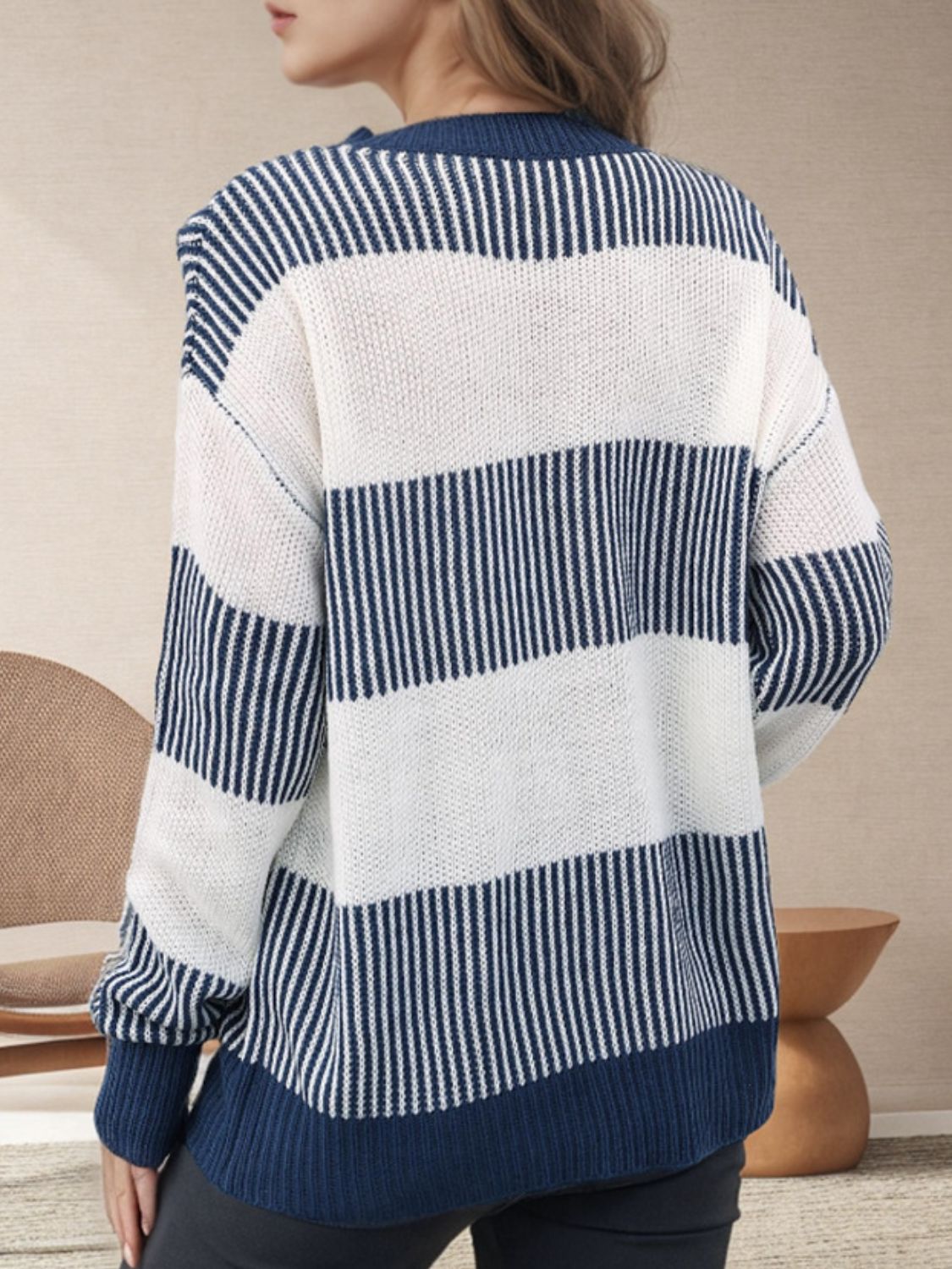 Beata® | Striped long-sleeved sweater with a crew neck