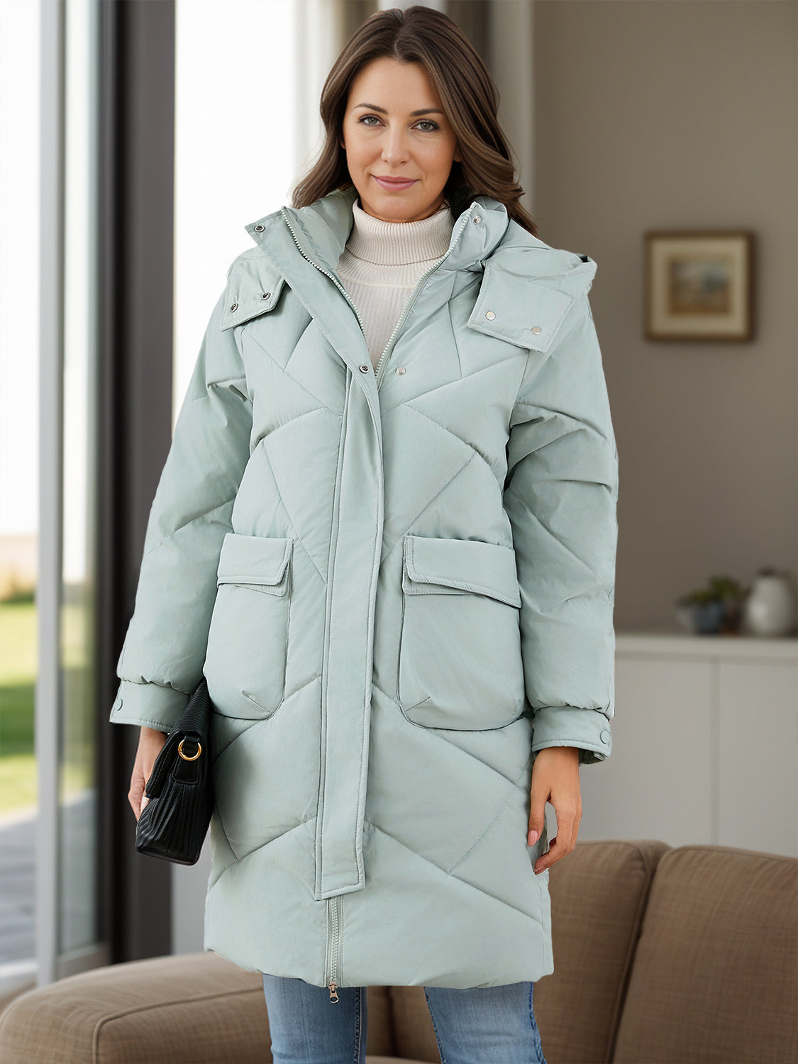 Avelina® | Long-sleeved winter coat with hood and pockets