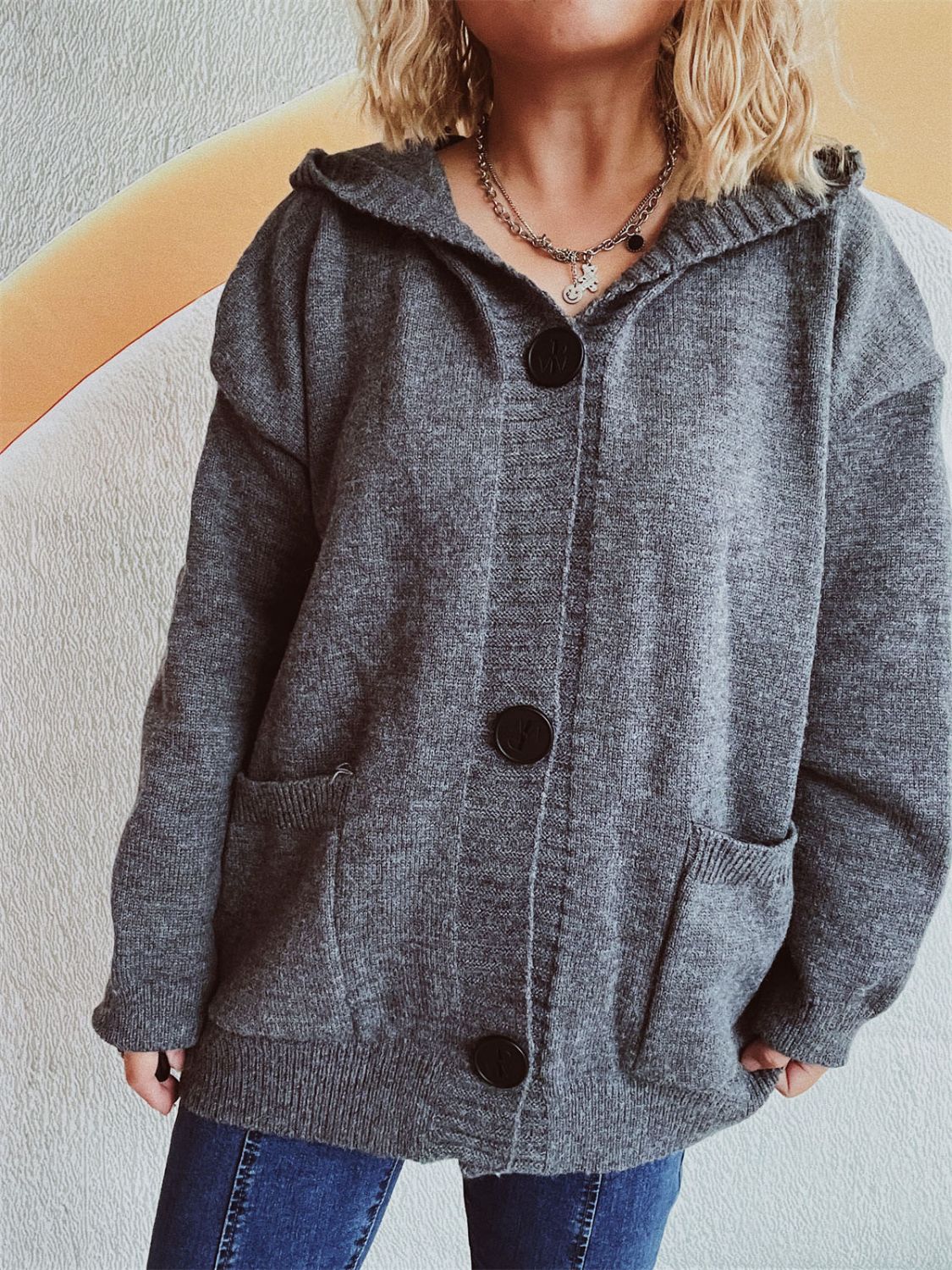 Beatrice® | Long-sleeved cardigan with hood and dropped shoulders