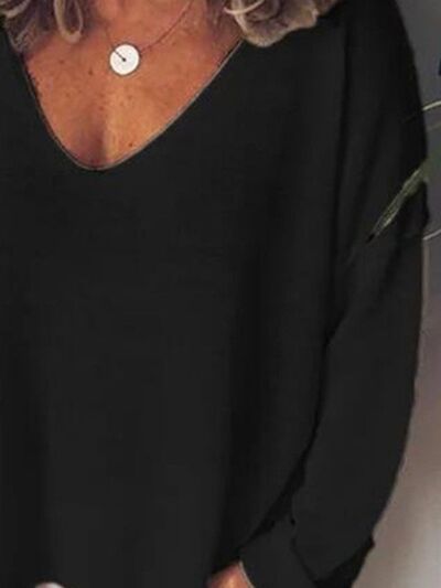 Blossom® | Full size long sleeve t-shirt with oversized V-neck and dropped shoulders