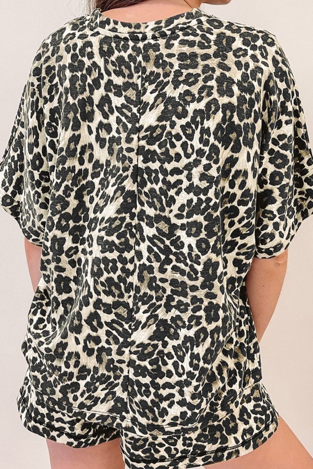 Dulce® | Leopard crew neck top and shorts set