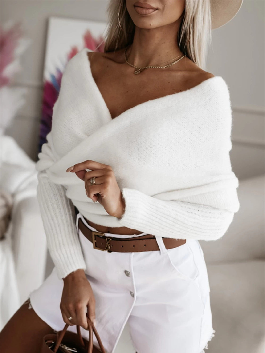 Andrea® | Long sleeve cropped knit top