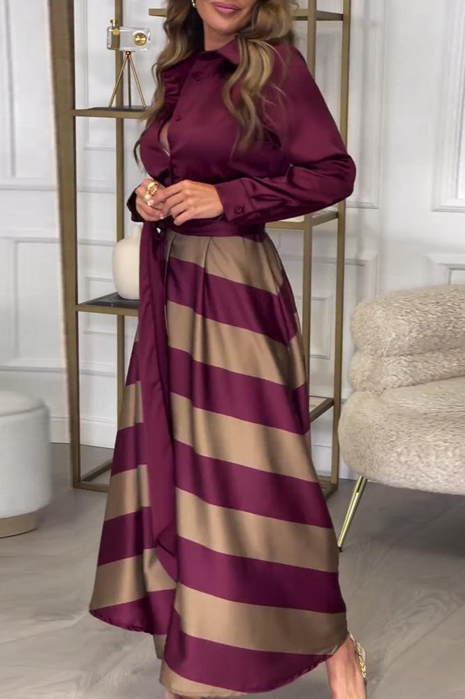 Celeste® | Dress Soft Touch Striped Maxi Dress with Belt