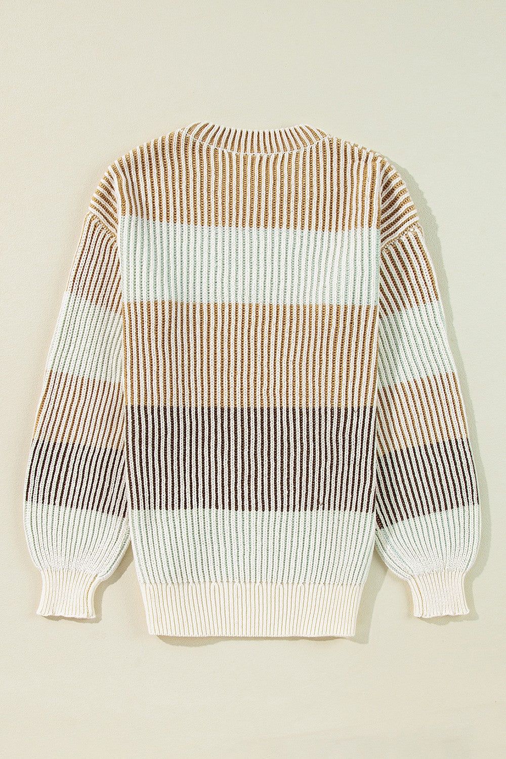Anke® | Striped long sleeve crew neck sweater with color block design