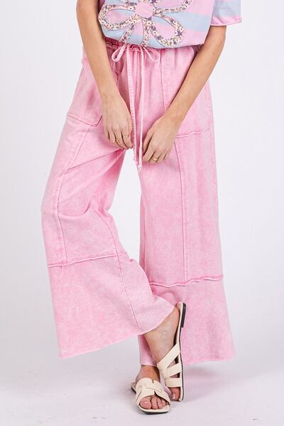 Eliza® | Wide-leg trousers made from mineral-washed terry cloth