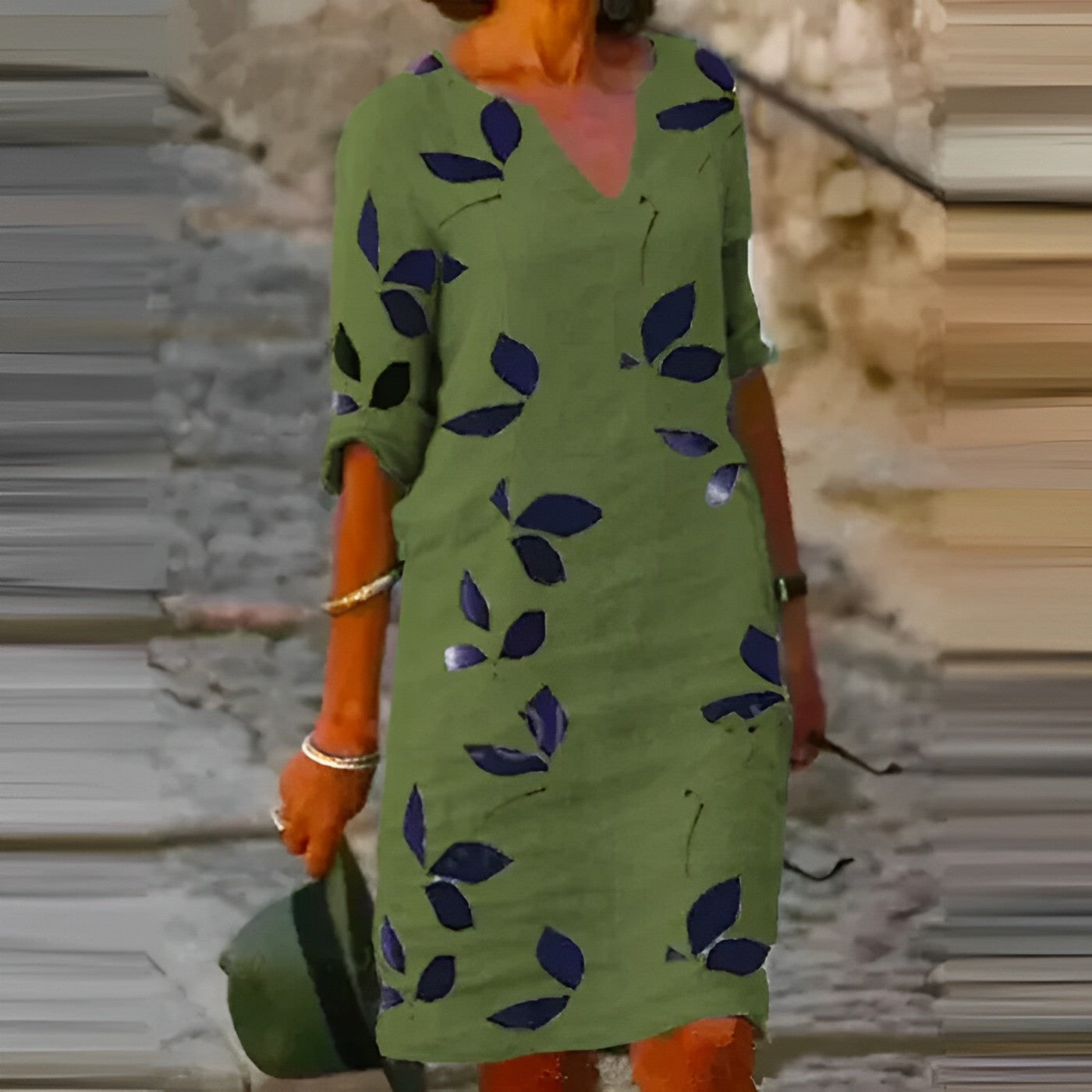 Kylie | Elegant Leaf Print Dress for Sophisticated Women