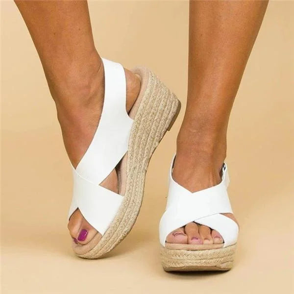 Monika | Stylish Wedge Sandals with Cross Straps