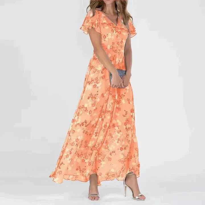 Marit | Elegant Floral V-Neck Maxi Dress