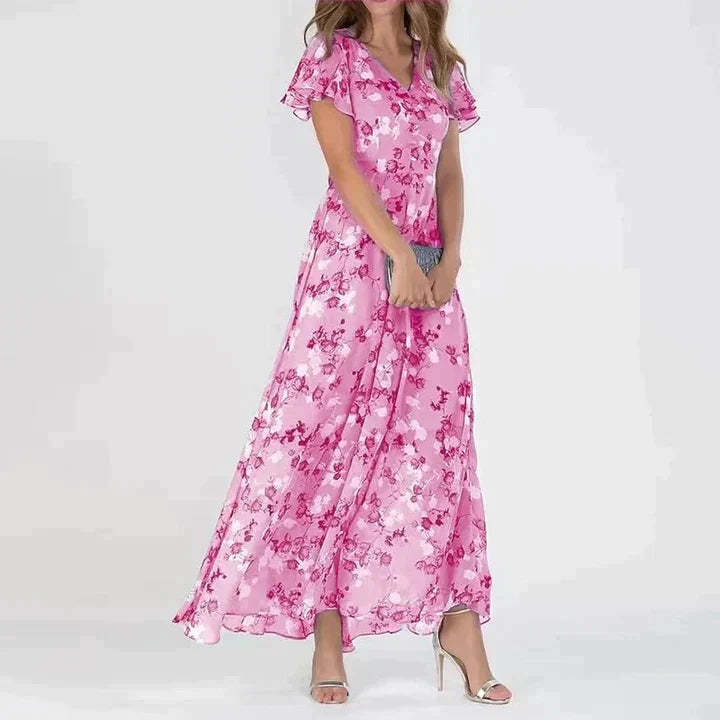 Marit | Elegant Floral V-Neck Maxi Dress
