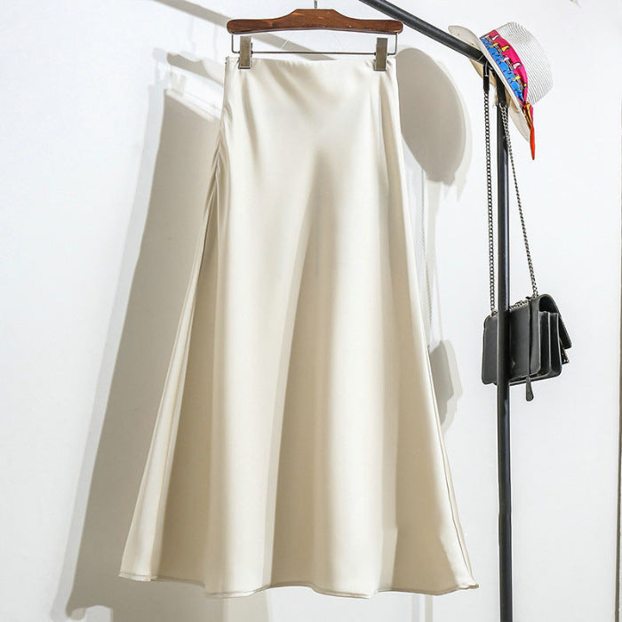 Coralie® | Trendy striped satin A-line skirt for women