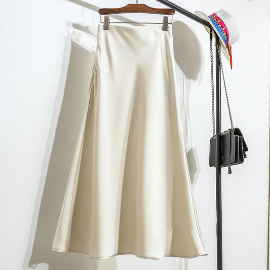 Coralie® | Trendy striped satin A-line skirt for women