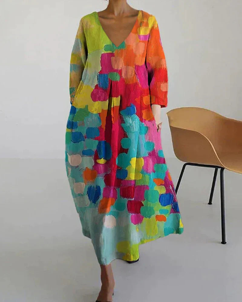 Deméter® | Colorful Printed V-Neck Dress