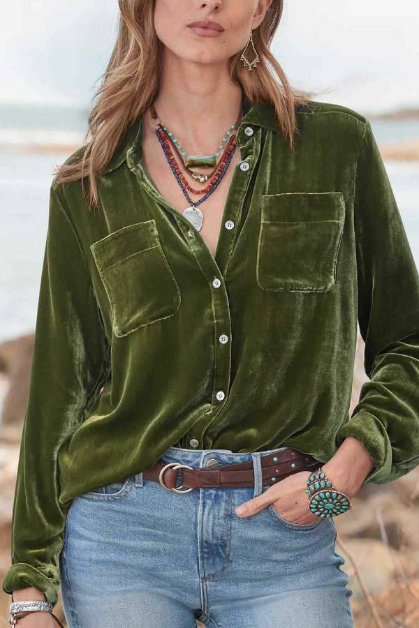 Brielle® | Long sleeve all-match velvet top with a loose fit