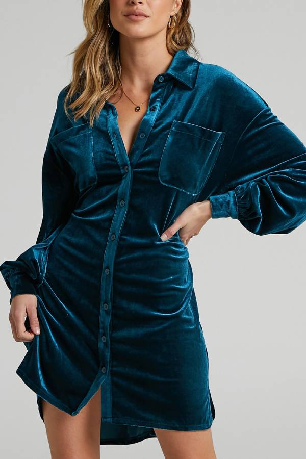 Clara® | Gold velvet dress for women
