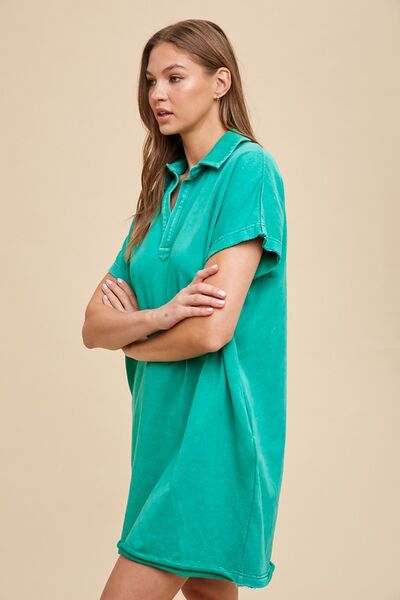 Daphne® | Short sleeve dress with mineral washed collar