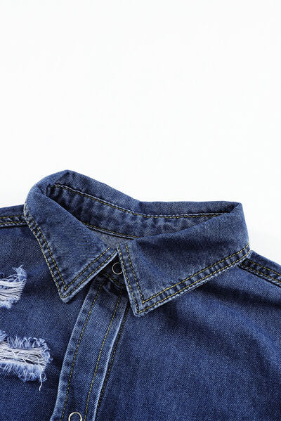 Azul® | Long-sleeved denim jacket with raw hem and collar