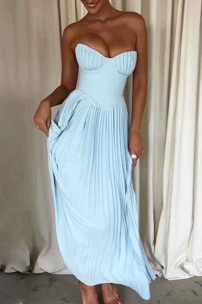 Dalia® | Dress Strapless Pleated Maxi Dress