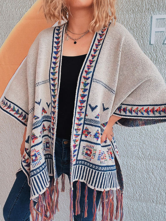 Dominique® | Open front fringe cardigan
