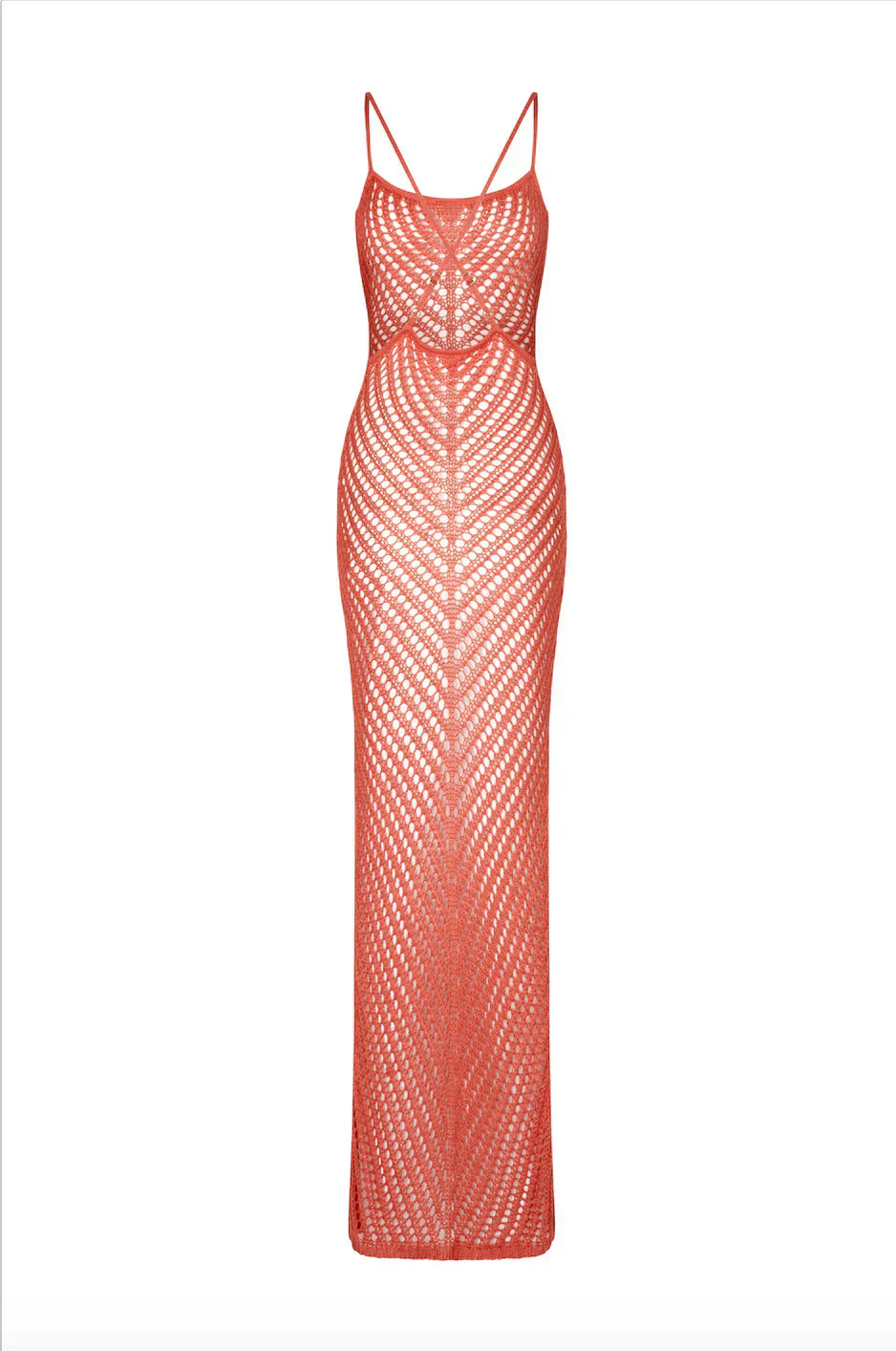 Araceli® | Red transparent knitted hollow beach dress