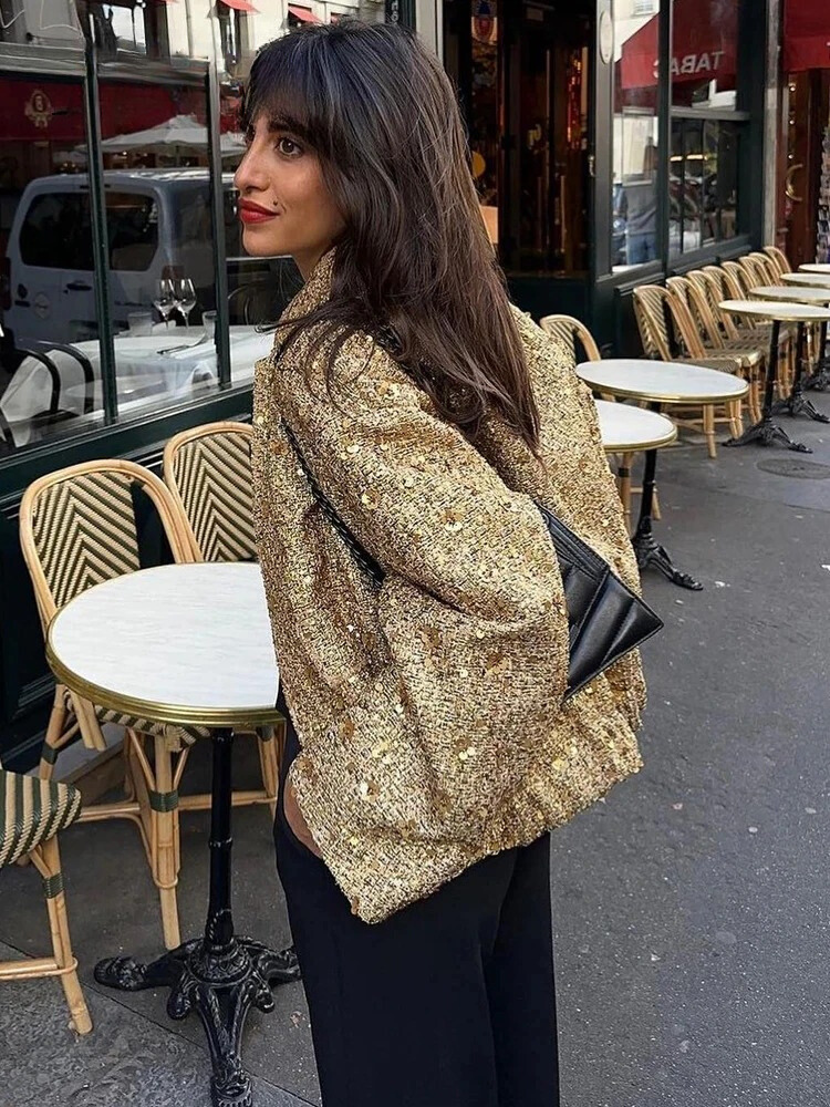 Cecilia® | Beautiful gold crochet coat for women