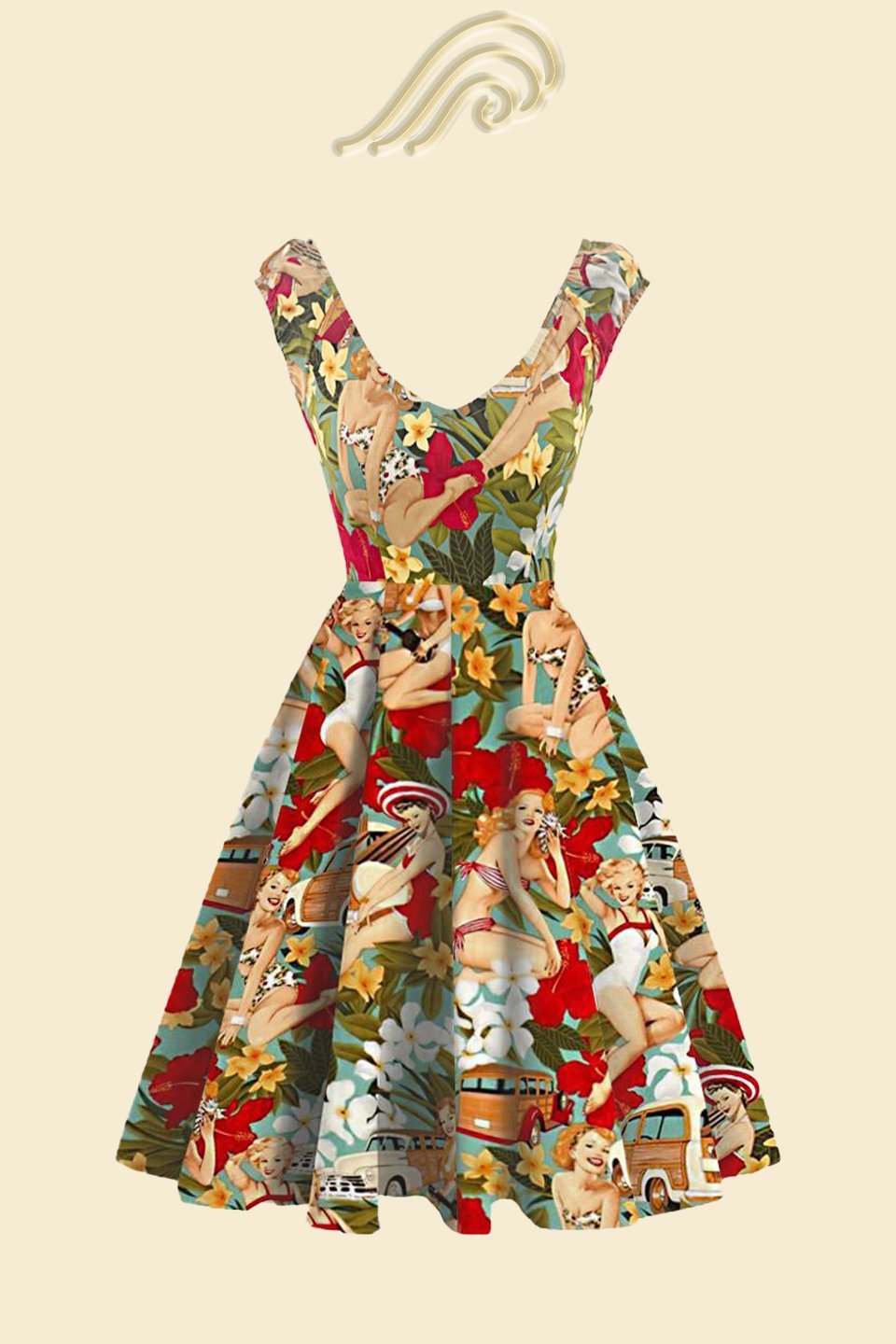 Catalina® | Retro printed A-line midi dress