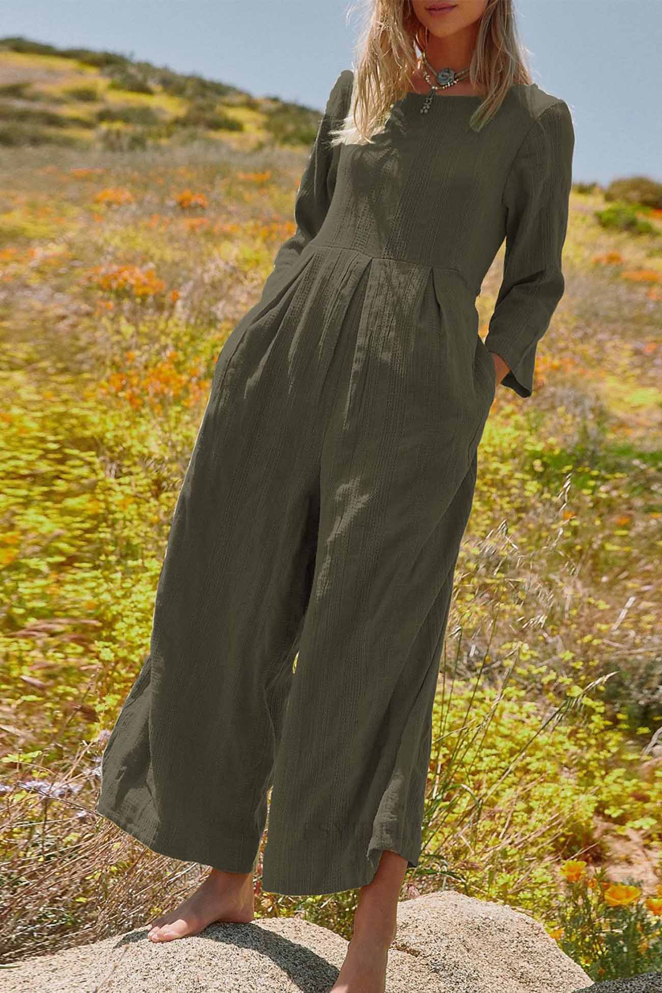 Eleonora® | Long-sleeved overalls with a round neckline