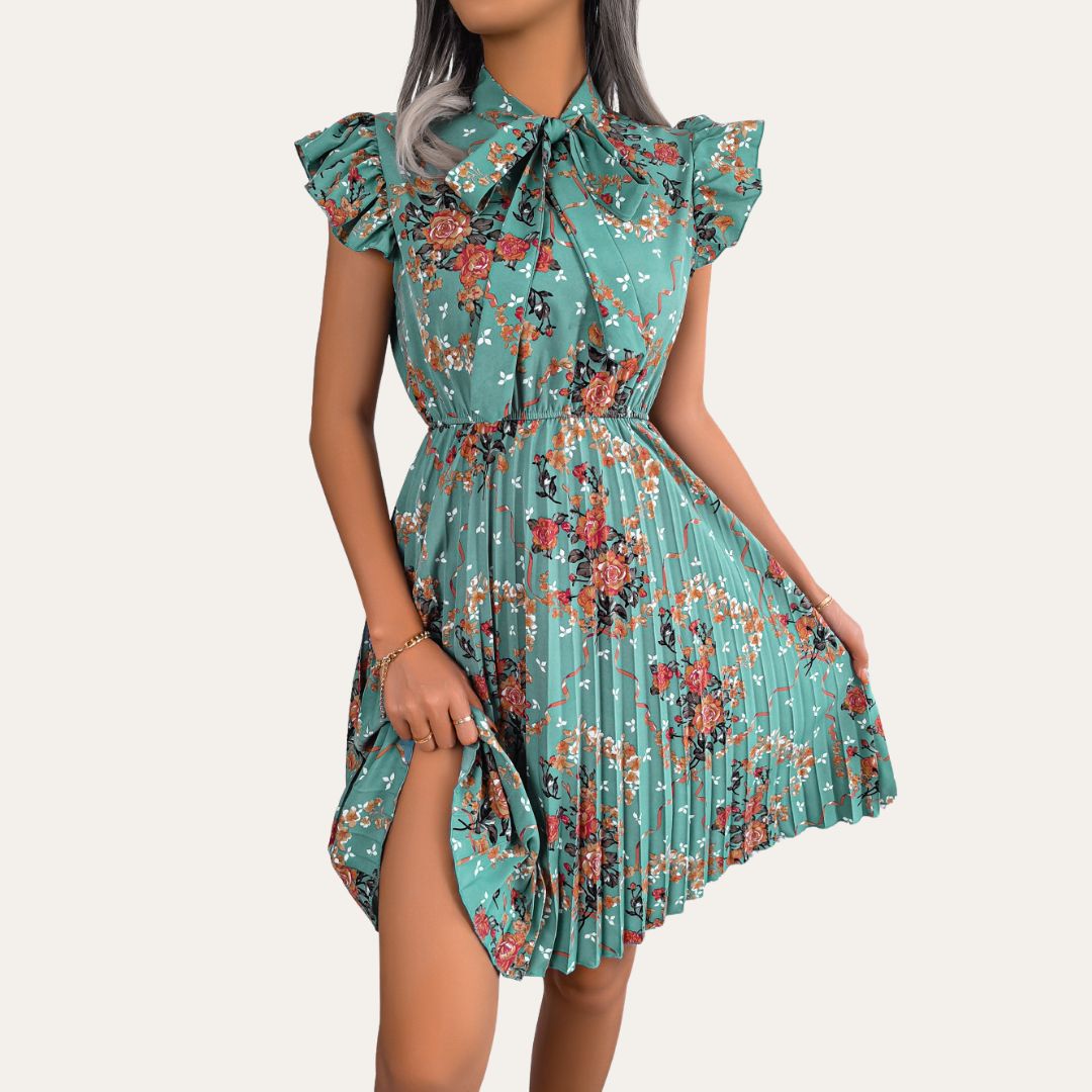 Vestea | Elegant Floral Dress with Bow