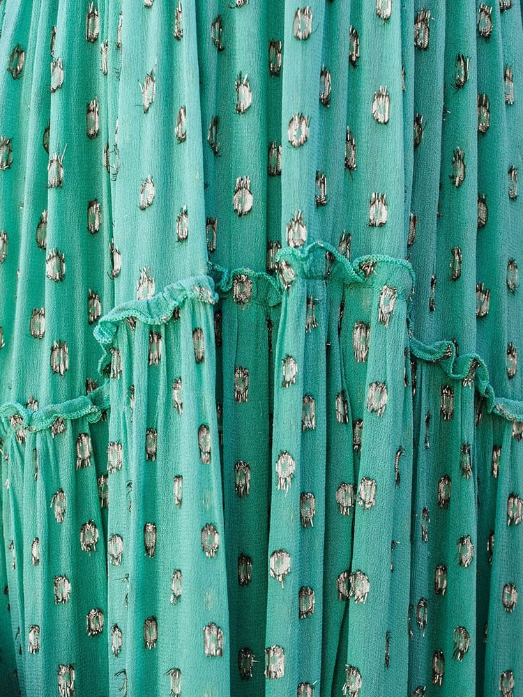 Camille® | Green V-Neck Maxi Beach Dress