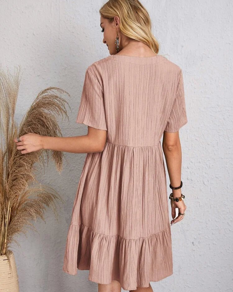 Adriana® | Vintage Dress With V-Neck & Lace Design