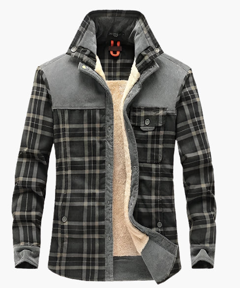 Men’s Shirt Jacket – Fleece Lined – Relaxed Fit – Snap Front – Plaid Outdoor Layer