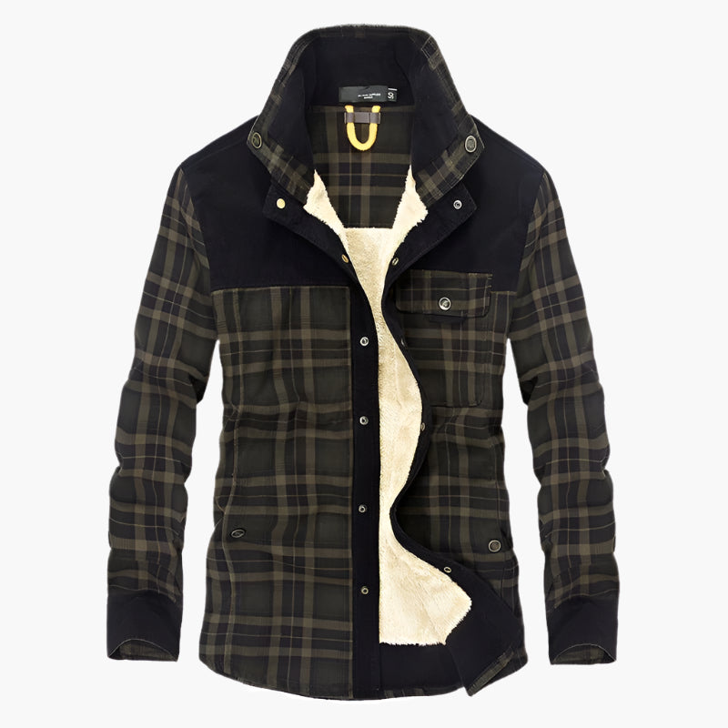 Men’s Shirt Jacket – Fleece Lined – Relaxed Fit – Snap Front – Plaid Outdoor Layer