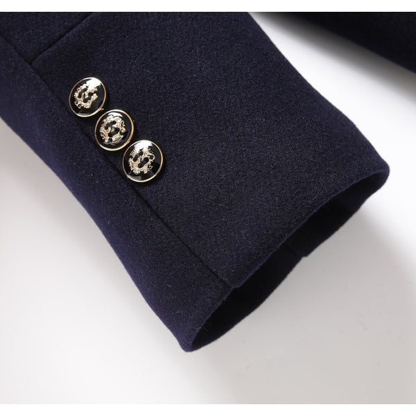 Alan | Men's Mandarin Collar Button Front Mid-Length Overcoat