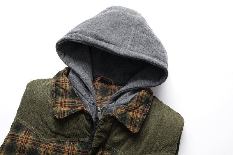 Miles | Men's Hooded Plaid Puffer Vest