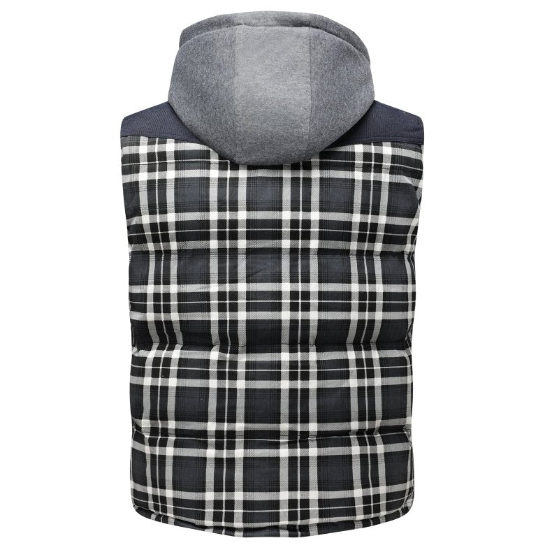 Miles | Men's Hooded Plaid Puffer Vest